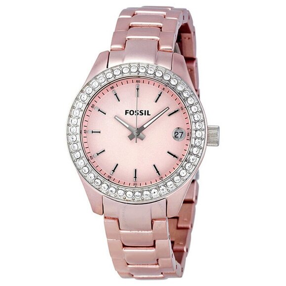 FOSSIL Stella Mini Glitz Blush Rose Silver Aluminium Watch Item No. ES2976 - Picture 1 of 11
